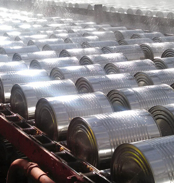 Can line cool down with water spray production